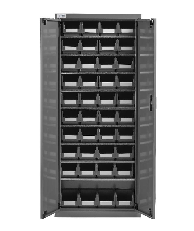 Armoire porte-bacs moyenne avec portes avec 40 bacs gris 3.8 litres_0