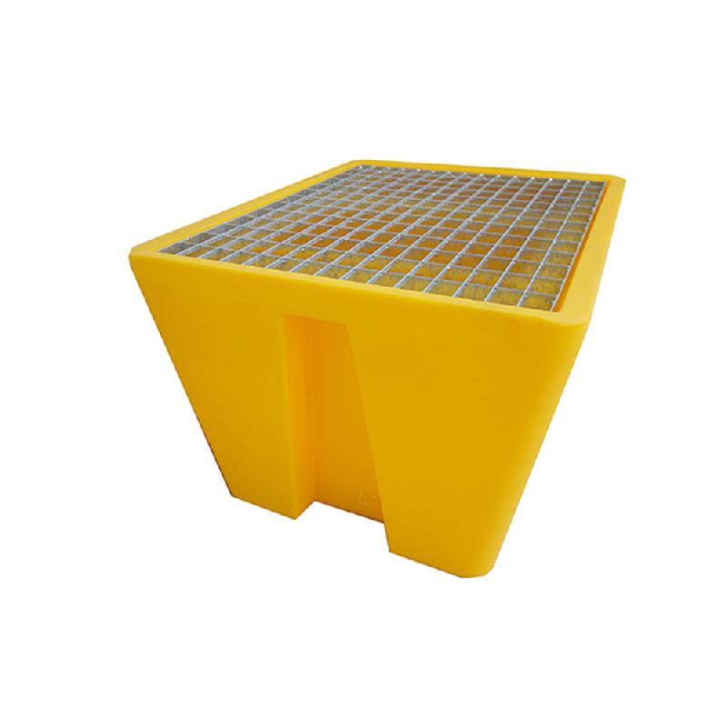 Bac de rétention 1 fût - 240L - PEHD jaune avec caillebotis en acier galvanisé - Fabrication française_0