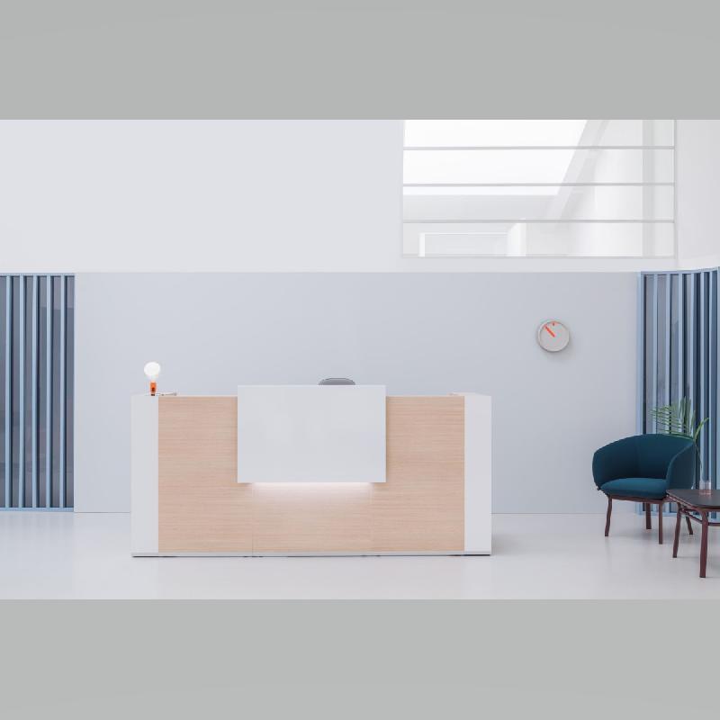 Banque d'accueil TERA MDD avec parement - design classique et intemporel - 4 longueurs et plusieurs coloris_0