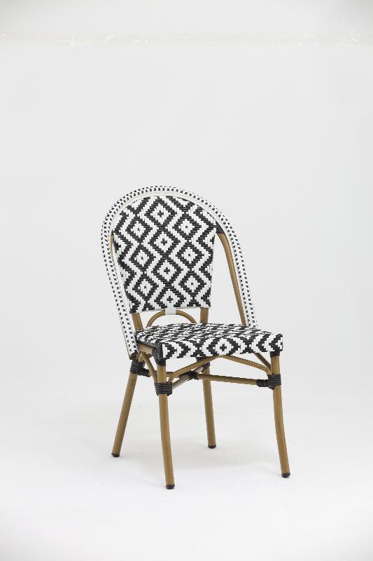 Chaise de terrasse odeon - tressage noir et blanc_0