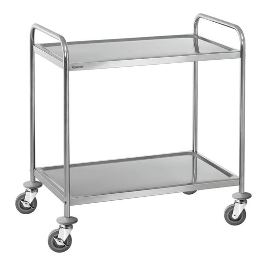 Chariot de service en acier nickel-chrome - 2 ou 3 plateaux - 100 kg de charge maximale_0