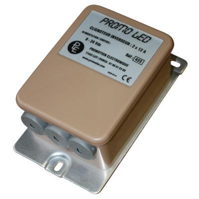 Clignoteur LED 2x12A - Boîtier ABS étanche IP55 - Vitesse réglable et protection contre polarité inversée_0