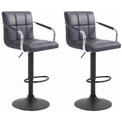 CLP Lot de 2 Tabourets de Bar Lucy  V2 en Similicuir Noir /Noir - noir polyester 315822_0