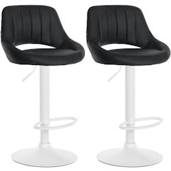 CLP Lot de 2 tabourets de bar Milet similicuir Noir /Métal blanc mat - noir polyester 324570_0
