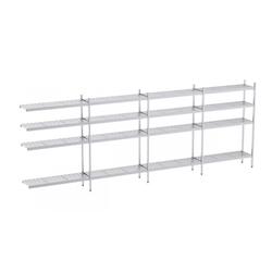 Distform Rayonnage en Acier Inoxydable d'Angle Clayettes Perforées 6020 à 6520 mm 4 Niv P400 ' Acier inoxydable 6220x400x4 - 651637096227_0