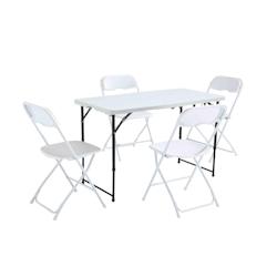 Oviala Business Ensemble table et 4 chaises extérieures 122 cm - Oviala - blanc plastique 101728_0