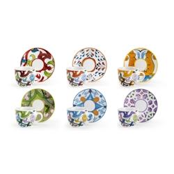 Excelsa lot de 6 tasses à café avec des soucoupes Lisbona porcelaine 7 cl multicolore - multicolore porcelaine 62715_0