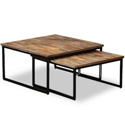 Helloshop26 - Ensemble de table basse gigogne lot de 2 Teck massif récupération marron 02_0042113 - 3000213663839_0