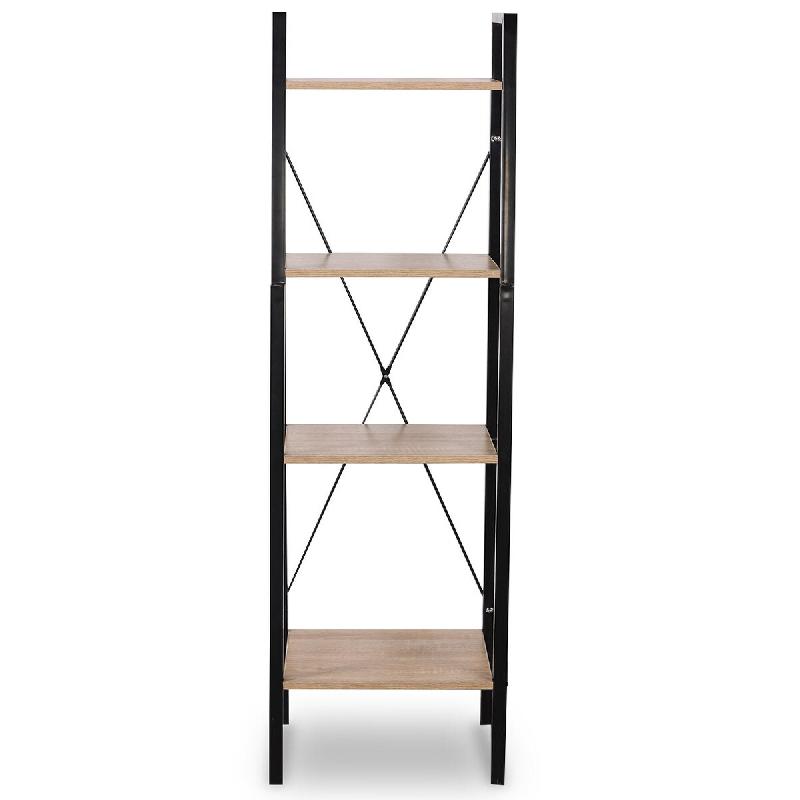 Helloshop26 - Étagère sur pied en métal et bois avec 4 étagères modèle marron noir 19_0000581 - 3000244678987_0