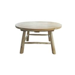 Möbilia Table basse | En teck | Ronde | Naturel | L 80 x P 80 x H 41 cm - beige Bois massif 11020034_0