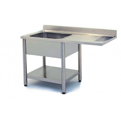 PLONGE INOX AVEC ENCASTREMENT LV 1 BAC + ÉGOUTTOIR À DROITE 600 X 1200 MM