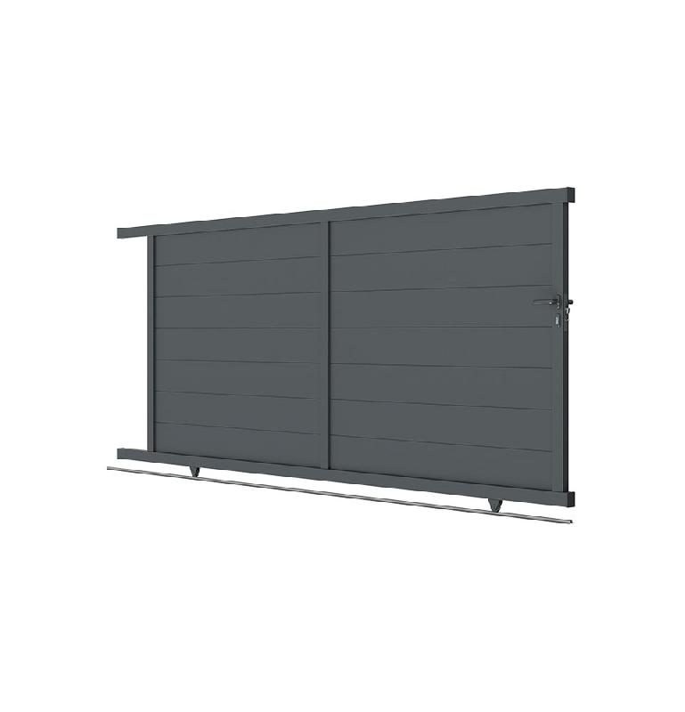 Portail coulissant aluminium Paris - design chic - gris anthracite RAL 7016_0