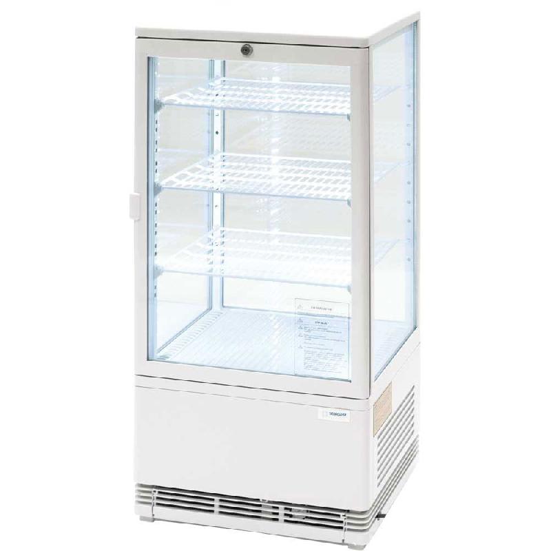 Romux® Vitrine Réfrigérée 3 Étagères avec 1 Porte Battante Blanche 70 litres Ventilée | Vitrine à Poser en verre droit - 8435811800303_0