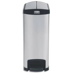 Rubbermaid collecteur à pédale slim jim en métal étroit, 90 litres l33,27 x h83,41 x p69,01 cm gris noir_0
