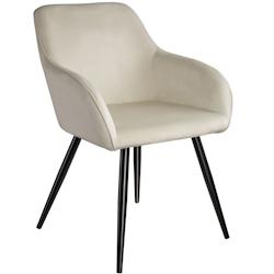 Tectake Chaise Rembourrée aspect velours Dossier ergonomique crème/noir - 403662 - beige plastique 403662_0