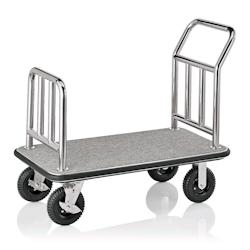 WAS Germany - Chariot à bagages, 113 x 61,5 x 98 cm, argenté, tapis gris, acier inoxydable (4425012) - gris inox 4425 012_0