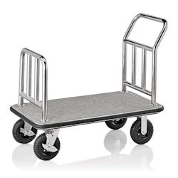 Chariot à bagages en acier inoxydable gris - 1130x615x980 mm - 2 roues pivotantes freinées et 2 roues fixes - Was Germany 4425 012_0