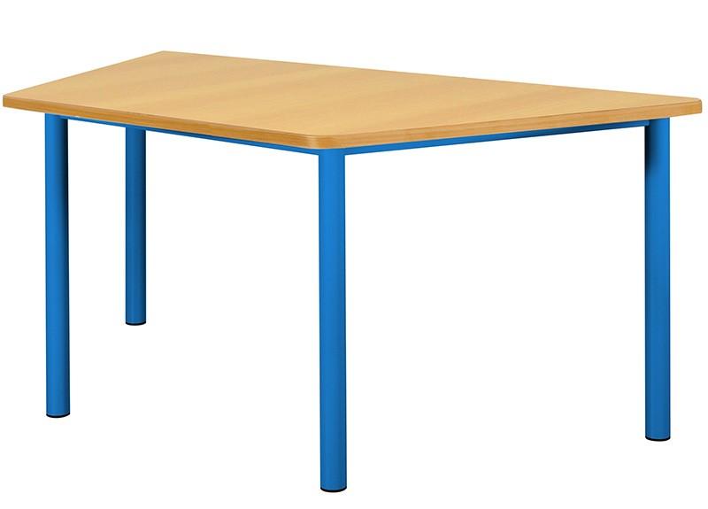 Table maternelle trapèze Diana 120x60x60 cm - Plateau mélaminé - Piétement acier non feu M1 - Normes 1729-1 et 1729-2_0
