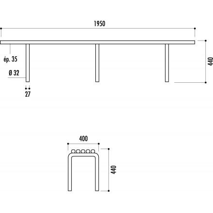 Banquette Square - métal - pour parcs, jardins et lieux publics - 5 coloris disponibles_0