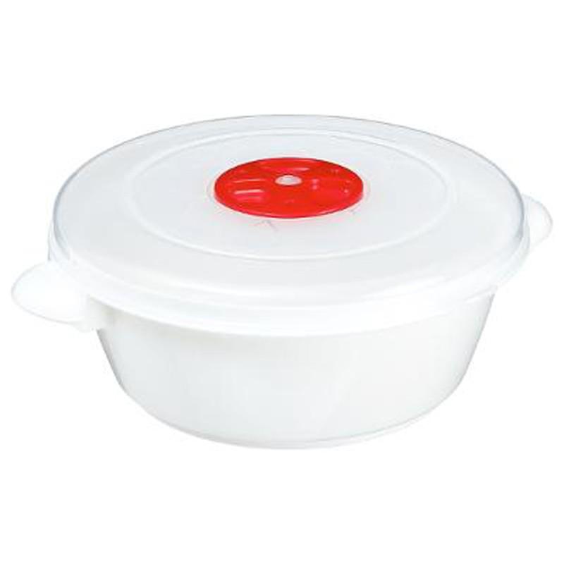 Boîte de conservation micro-ondes 1L blanc - Paris Prix - Forme ronde avec valve d'évacuation d'air_0
