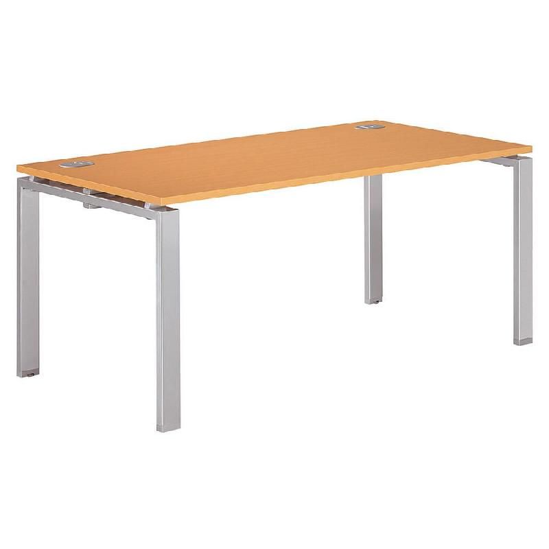 BUREAU DROIT E-LINK - L. 140 X P. 80 CM - PLATEAU HÊTRE - 4 PIEDS ALUMINIUM