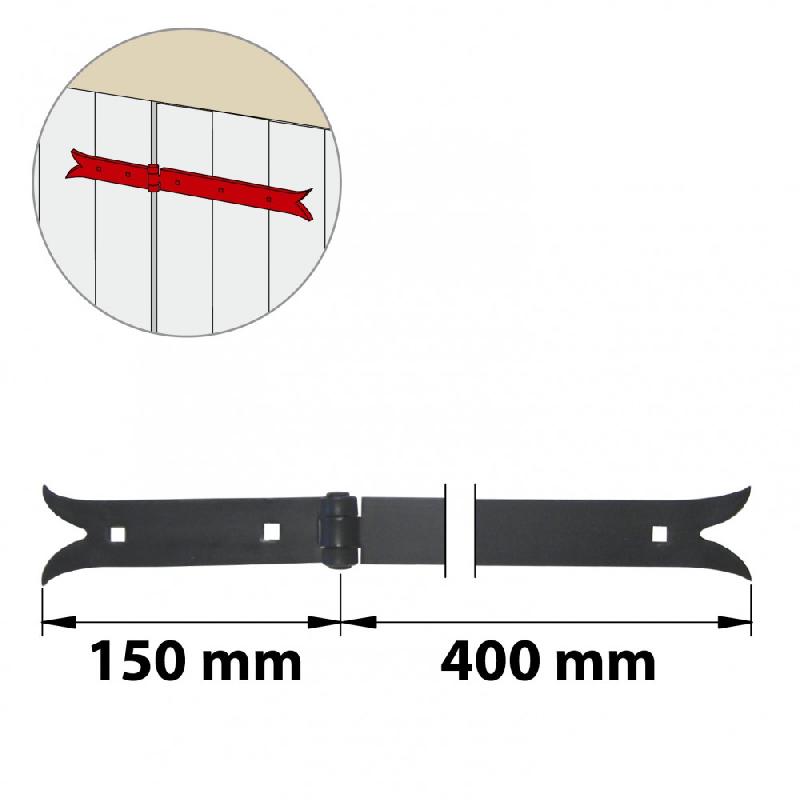 Charnière acier prépeint - H.35 x L.550 x P.20 mm - Noir - Pour volets battants - Marque AFBAT_0