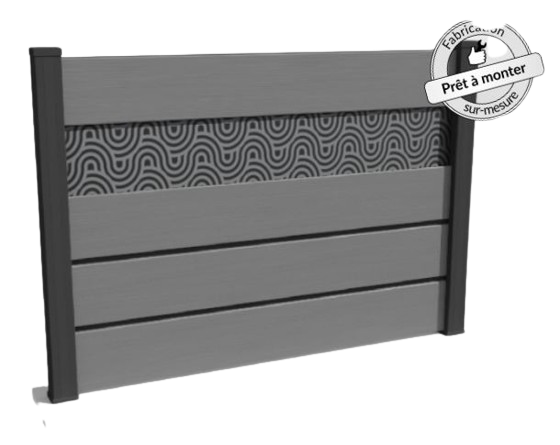 Clôture composite en PVC et cosse de riz avec insert et bandeau - BARCELOS - Gamme composite_0