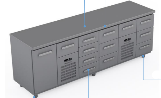 Comptoir réfrigéré en acier inoxydable - 2400 × 660 × 900 mm - CST-24-04303_0