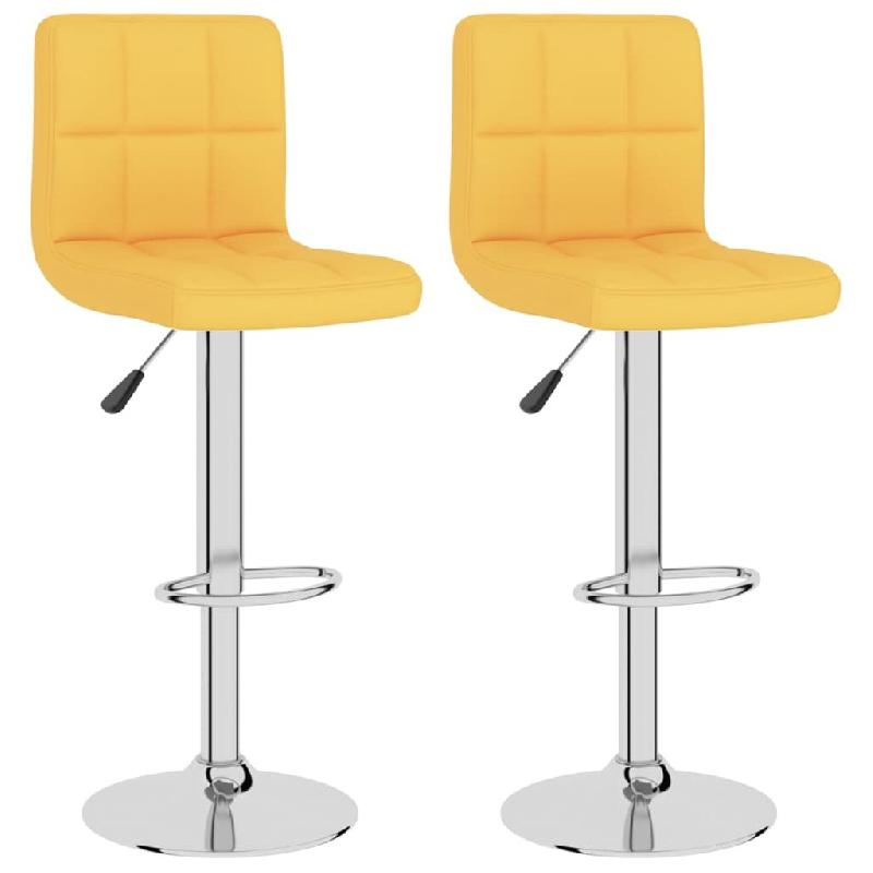 Décoshop26 - Lot de 2 tabourets de bar chaises hautes avec dossier en tissu jaune moutarde cadre en acier DEC029748 - jaune 3000257534881_0