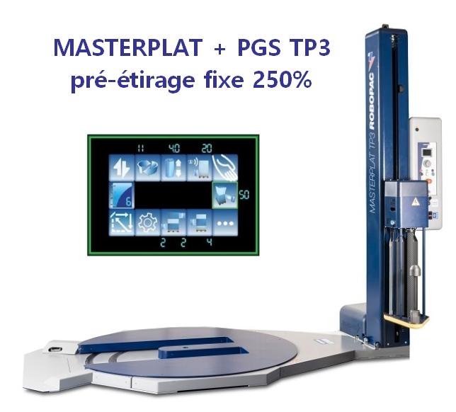 Filmeuse plateau gerbeur Masterplat PGS - Pré-étirage fixe 250% - Plateau évidé pour palettes légères ou instables_0