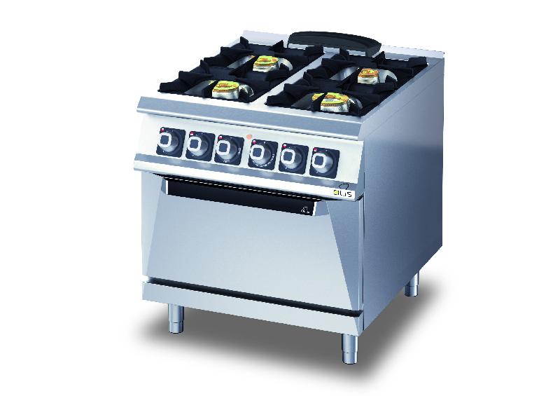 Fourneau 4 feux gaz sur four électrique - Diamante 70 - Olis D7410CGE - acier inoxydable AISI 304_0