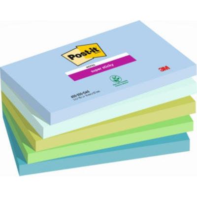 NOTES REPOSITIONNABLES POST-IT OASIS 76 X 127 MM COLORIS ASSORTIES - 5 BLOCS DE 90 FEUILLES