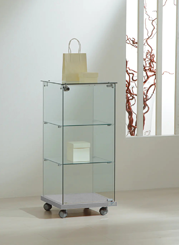 Petite vitrine sur roulettes 4/90va - gris_0