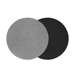 Stil Casa, set de 12 sous-plat bicolores, polyuréthane cousu, Ø 30 cm, finition dollar couleur grise/noire. - STP30D-GB_0