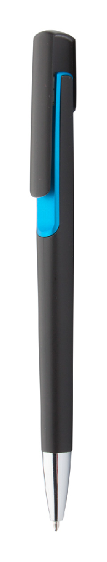 Stylo à bille en plastique - décoration colorée et embout chromé - encre bleue_0