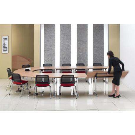 Table de réunion modulable CONFIG - fabricant MACE - plateaux ébénisterie et piétement métal avec roulettes_0