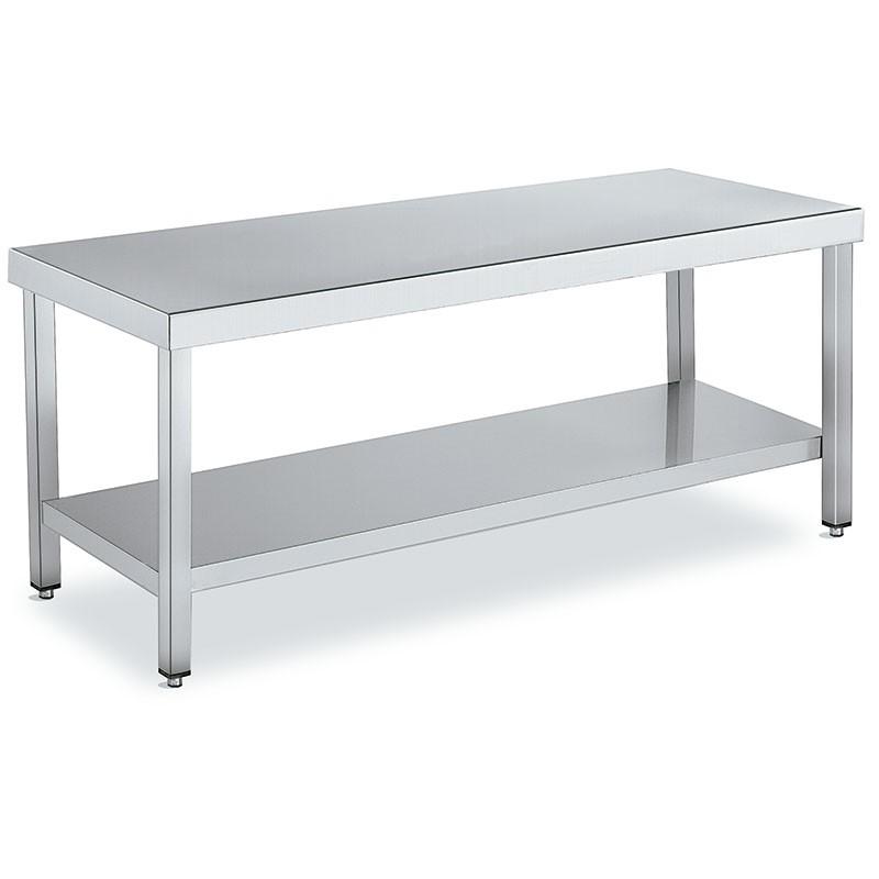 Tables de travail inox centrale de faible hauteur avec étagère P 700 mm | Distform - 1300_0