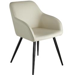 Tectake Chaise rembourrée avec revêtement en tissu pied acier crème/noir - 404764 - beige plastique 404764_0