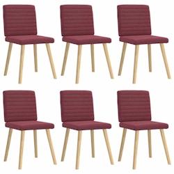 VidaXL Chaises à Manger Lot De 6 Rouge Bordeaux Tissu - rouge 8721158569929_0