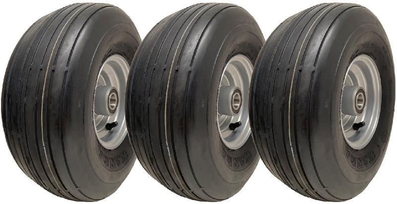 15x6.00-6 Multi Rib Wheels Lawnmower Wheels 6ply P508 Tyre Rim 25mm Bearings (Set of 3)_0
