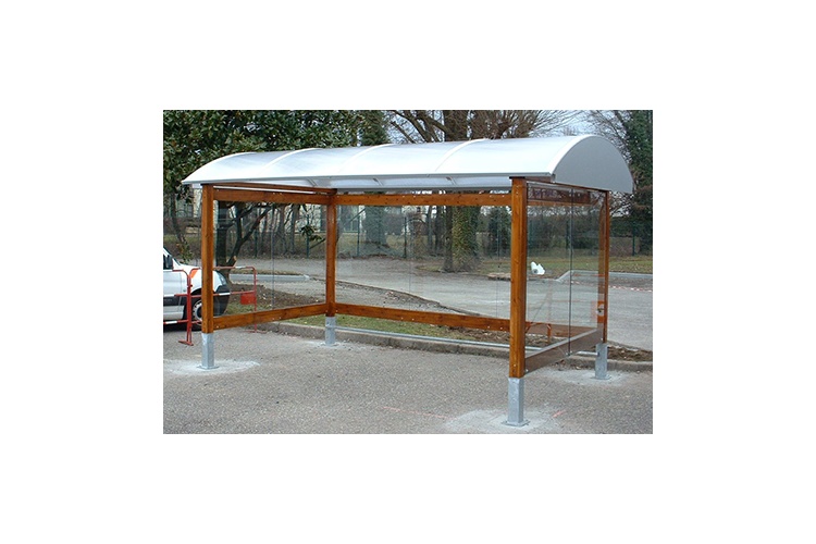 Abri vélo semi-ouvert Finistère - structure en bois - bardage en verre sécurit - capacité 12 vélos ou 6 motos_0