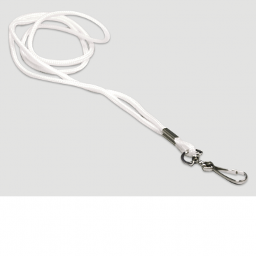 Cordons ronds blancs en polyester - Mousqueton métallique - Conditionnement par 100 exemplaires_0