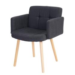Décoshop26 - Chaise de salle à manger avec accoudoirs assise extra large design rétro en tissu gris foncé 04_0006294 - gris 3000261690931_0