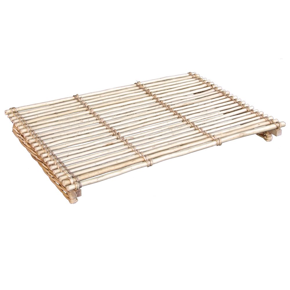 Grille sur pied - 5 faces - 60 x 40 cm - Hauteur 7 - Osier blanc et bois_0