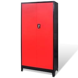 Helloshop26 - Armoire avec coffre à outils boîte de rangement stockage servante d'atelier 3 etagères réglables acier 180 cm rouge et 02_0003797 -_0