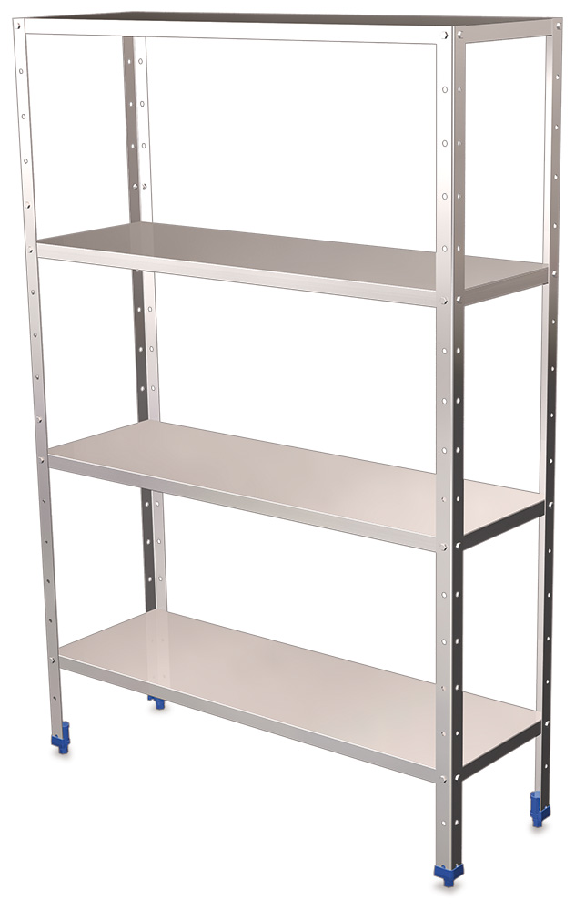 Rayonnage inox alimentaire lisse 4 niveaux. Etagere inox chambre