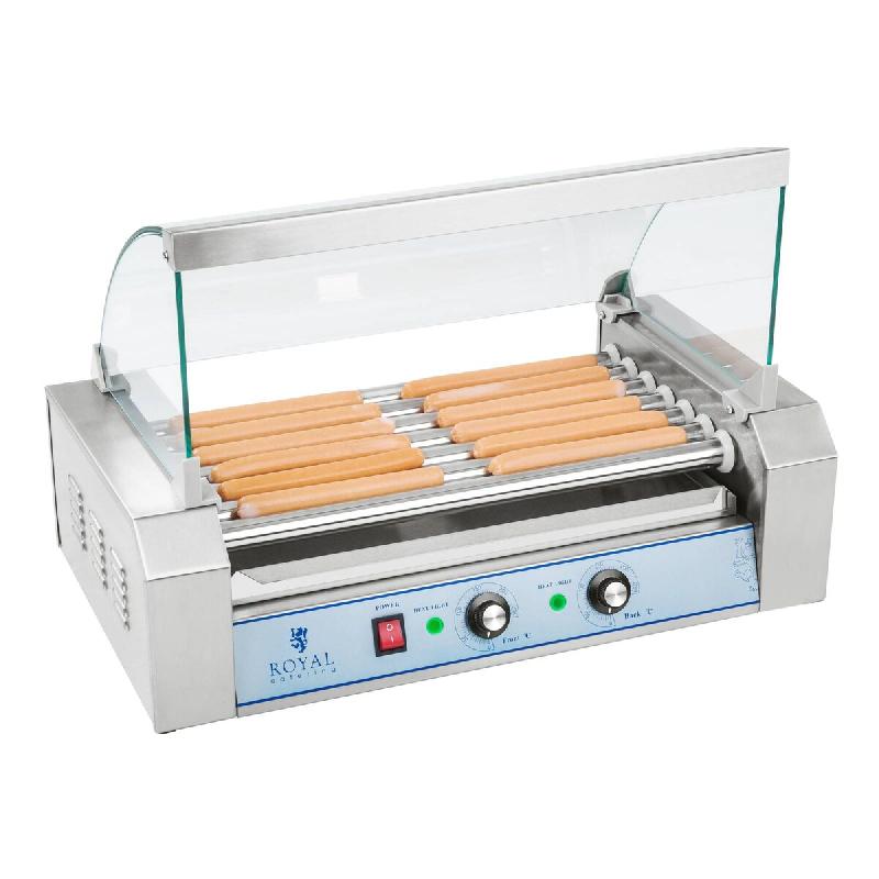 Royal Catering - Royal Catering Hot Dog Grill Hot Dog Machine à hot dog (7 rouleaux, espace pour 12 saucisses, 1400 W, 2 zones de chauffage, acier -_0
