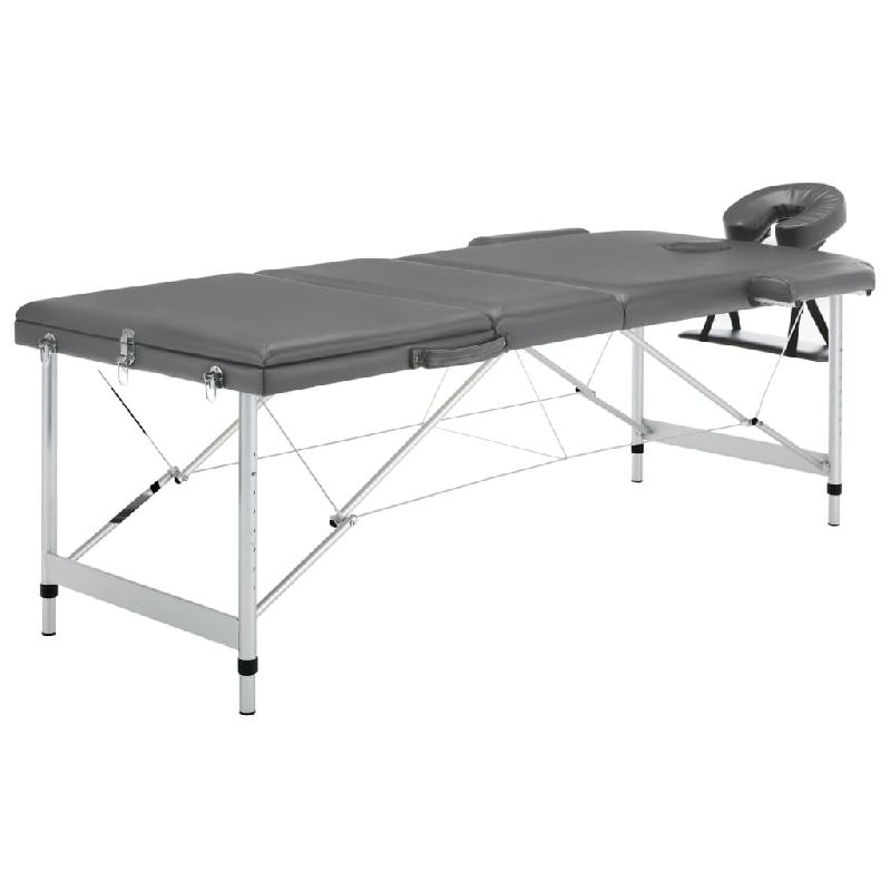 TABLE DE MASSAGE AVEC 3 ZONES CADRE EN ALUMINIUM BANC DE MASSAGE APPUIE-TÊTE ACCOUDOIR RÉGLABLE LIT DE MASSAGE PLIANT PLIABLE PORTABLE ANTHRACITE 02_0001798_0