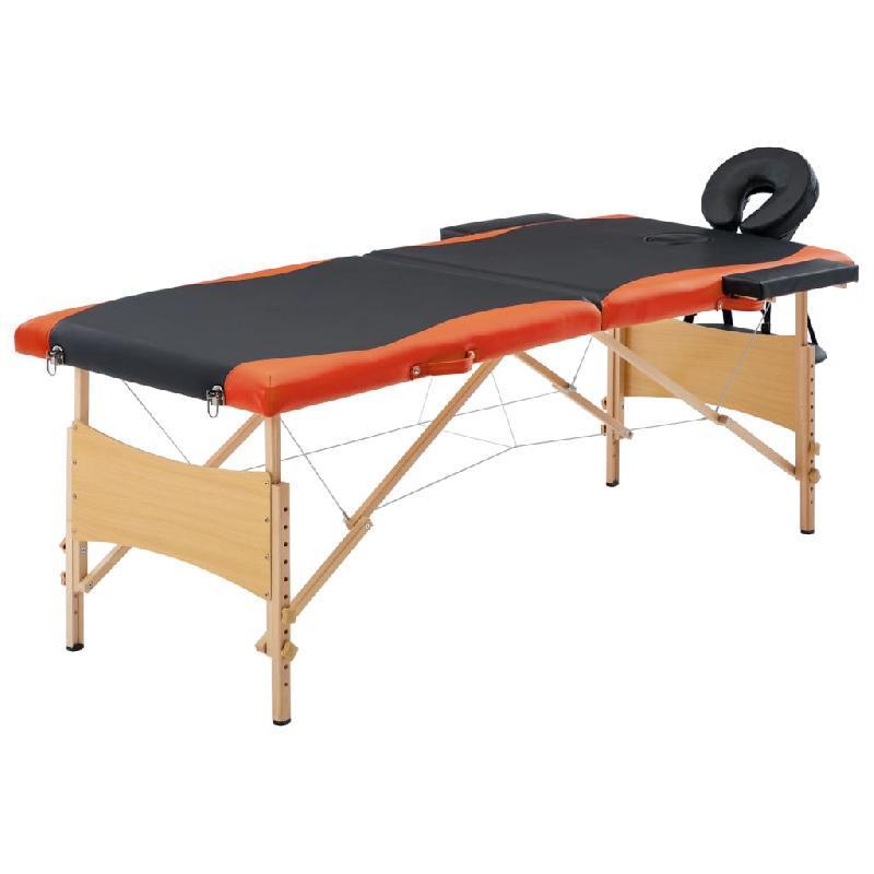 TABLE DE MASSAGE PLIABLE 2 ZONES BOIS NOIR ET ORANGE 02_0001815_0