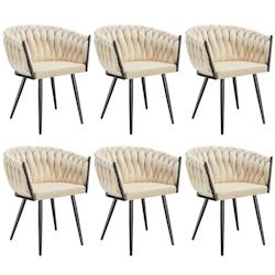 Tectake Lot 6 chaises de salle à manger en velours design noué sables - 405532 - beige acier 405532_0